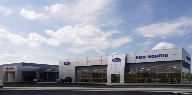 Ron Norris Ford – Exterior Rendering – Titusville Ron Norris Ford Dealership Construction - Exterior Rendering - Titusville - RUSH Construction