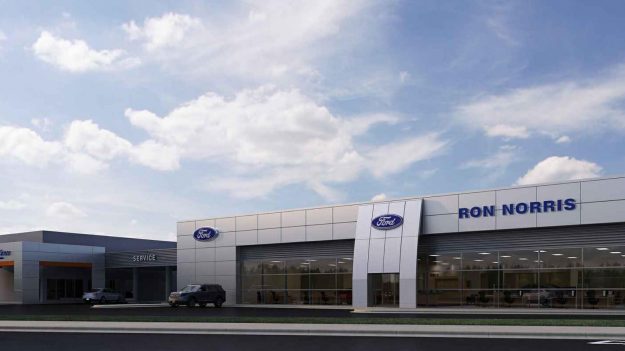 Ron Norris Ford Dealership Construction - Exterior Rendering - Titusville - RUSH Construction
